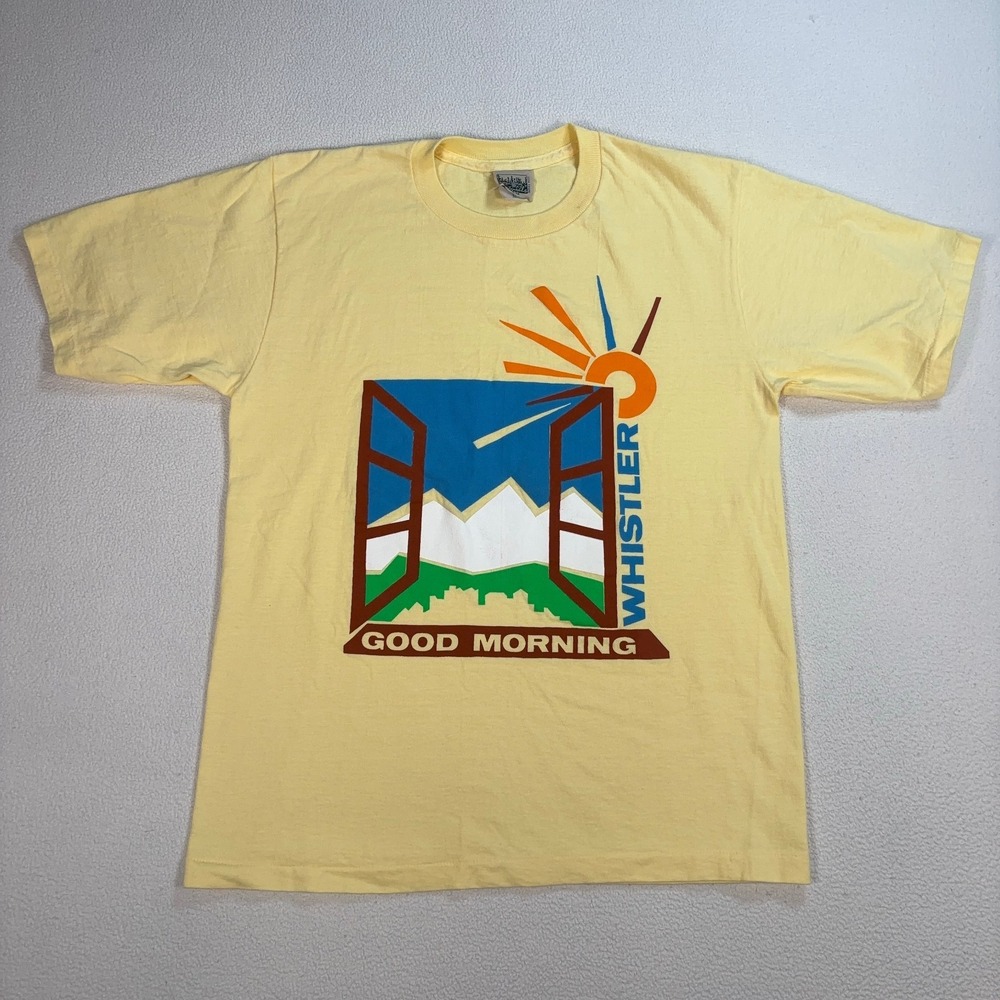 Vintage Naturals Single Stitch T-Shirt Men's M Yellow‎ 100% Cotton Whistler